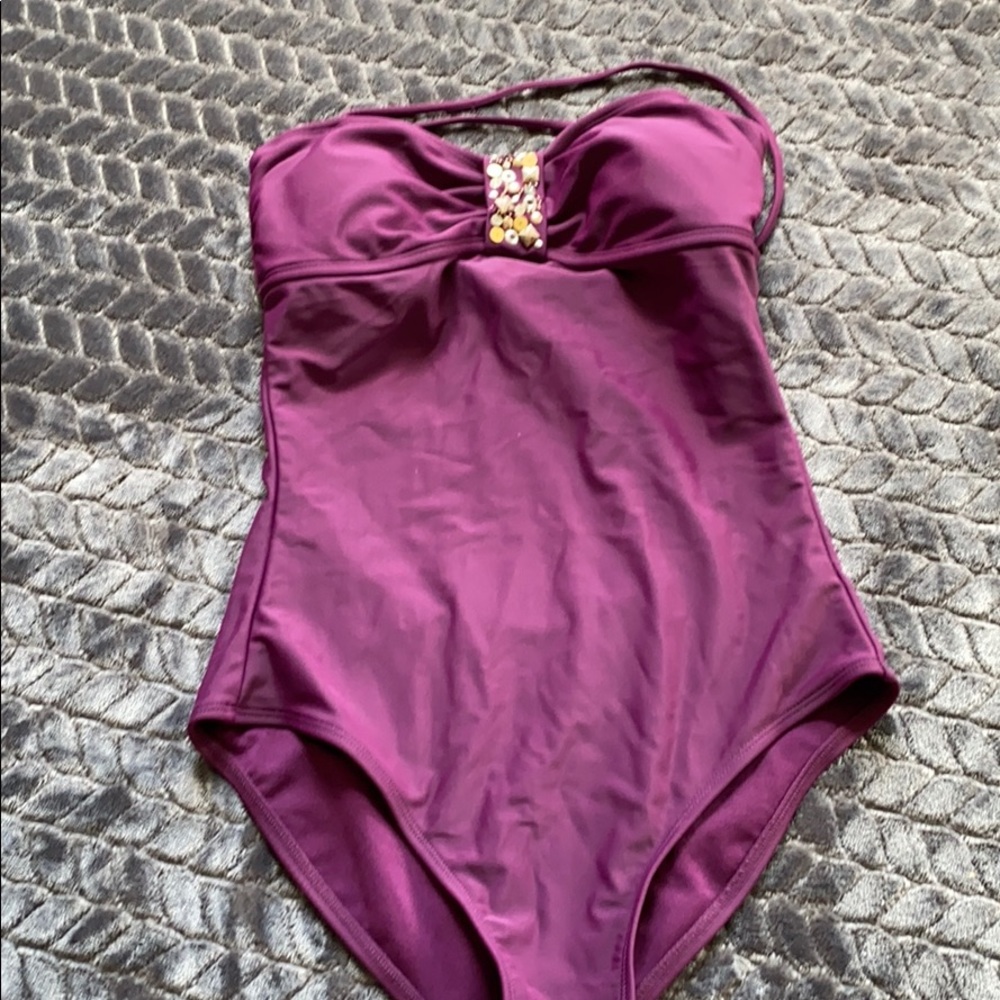 Purple one piece swimsuit